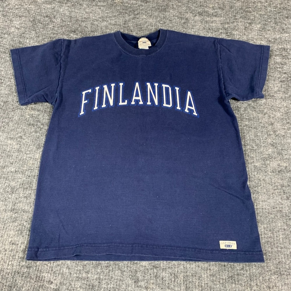VTG Oarsman T Shirt Mens Medium Blue Finlandia Spell Out Retro 90s Hockey Vodka